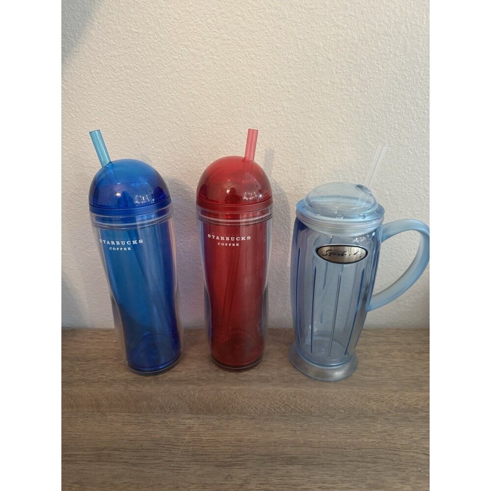 Lot Of 3 Vintage Starbucks Tumblers 2001 2007